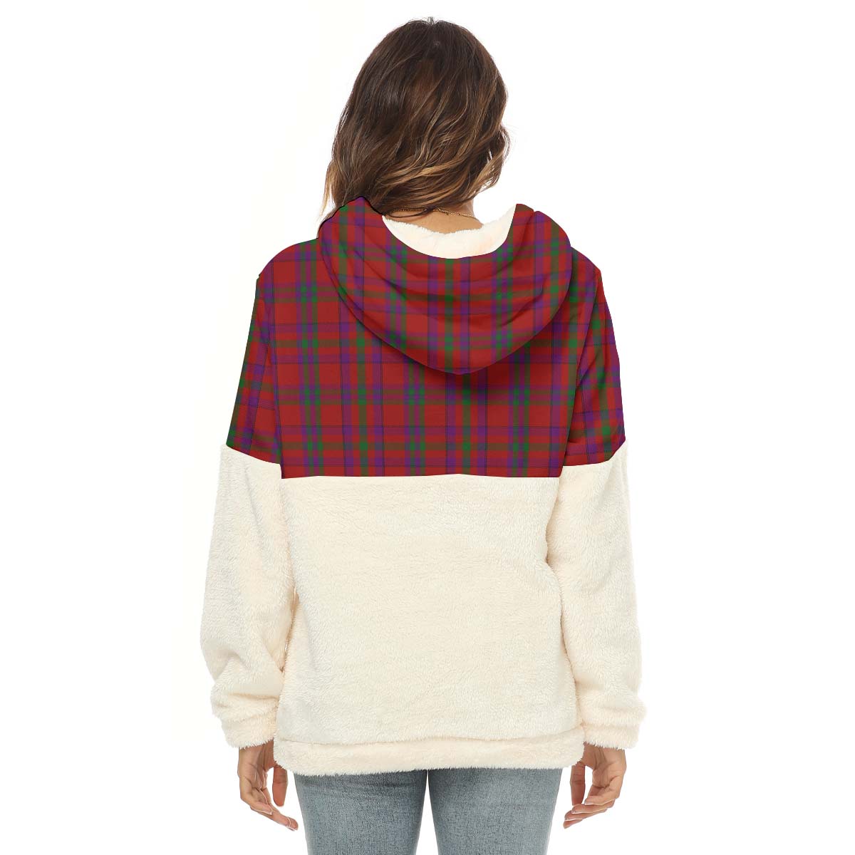 Fiddes Tartan Half Style Women's Borg Fleece Hoodie with Half Zip - Tartan Vibes Clothing