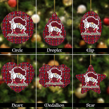 Fiddes Tartan Christmas Ornaments with Scottish Gnome Playing Bagpipes