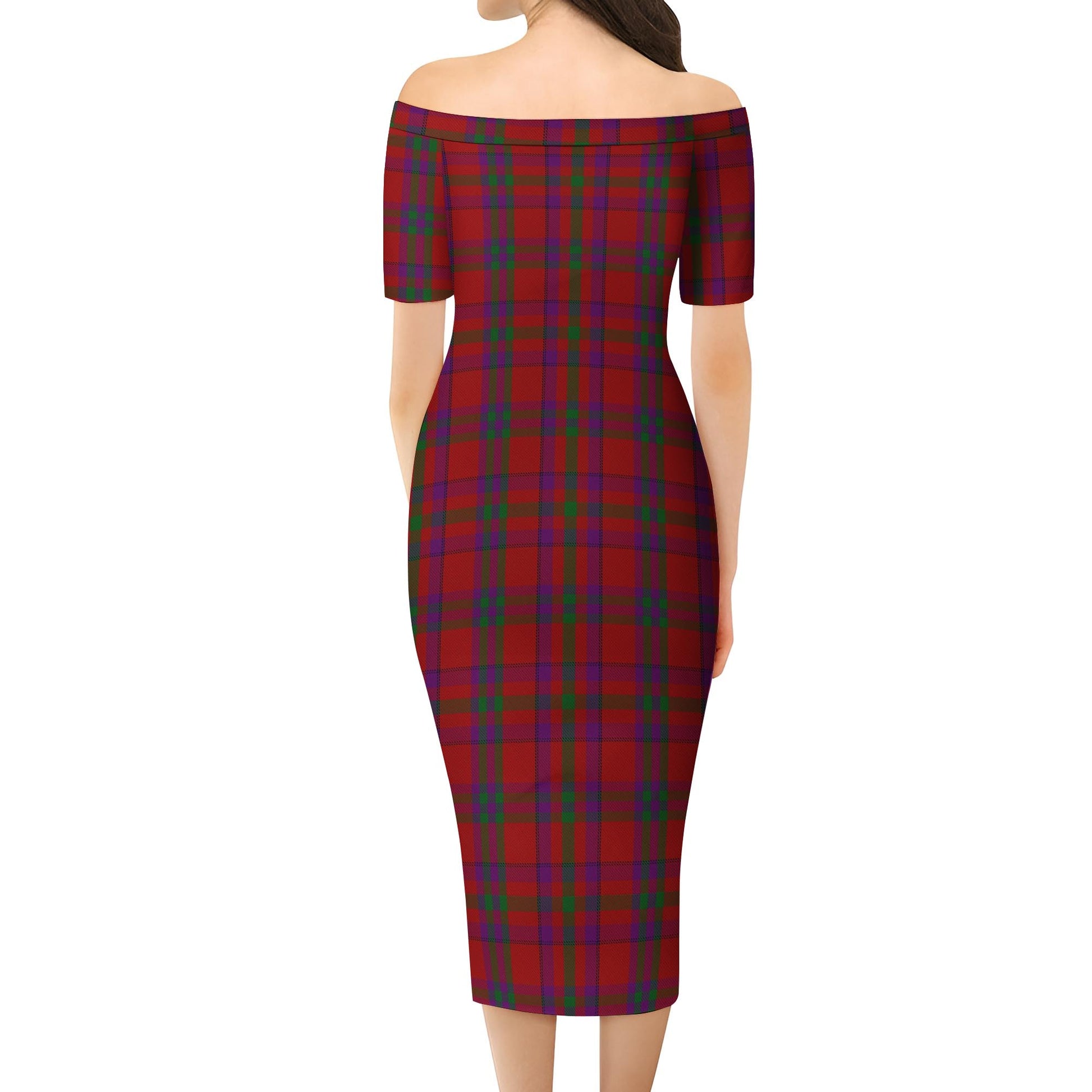 Fiddes Tartan Off Shoulder Lady Dress - Tartan Vibes Clothing