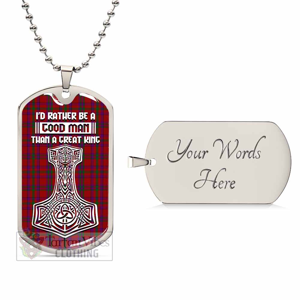 Fiddes Tartan Dog Tag Necklace Viking Mjolnir Style Silver Yes - Tartan Vibes Clothing