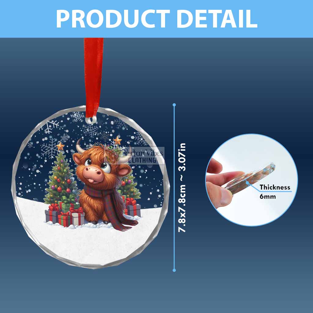 Fiddes Clan Christmas Glass Ornament with Adorable Highland Coo - Tartan Vibes Clothing