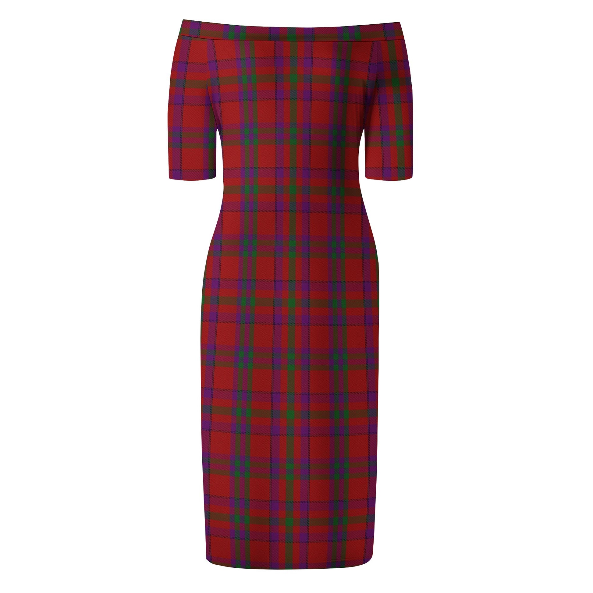 Fiddes Tartan Off Shoulder Lady Dress - Tartan Vibes Clothing
