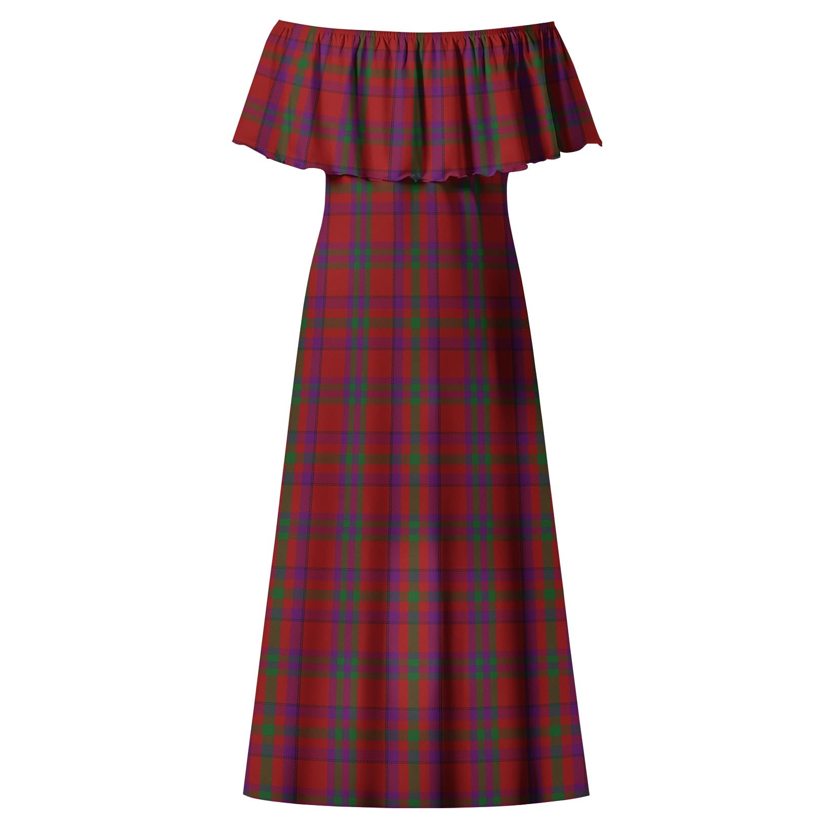 Fiddes Tartan Off Shoulder Long Dress - Tartan Vibes Clothing