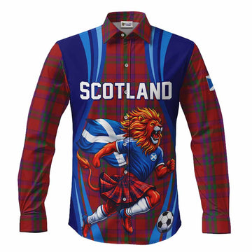 Fiddes Scotland Football Tartan Long Sleeve Button Shirts Lion Mascot Go Scottish Men's Shirt S - Tartan Vibes Clothing