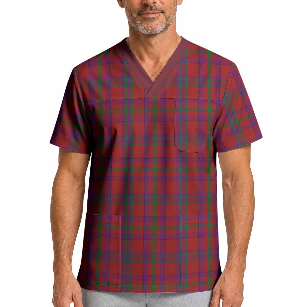 Fiddes Tartan Scrub Top XL - Tartan Vibes Clothing