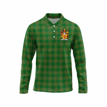 Field Irish Clan Tartan Long Sleeve Polo Shirt with Coat of Arms Unisex - Tartan Vibes Clothing