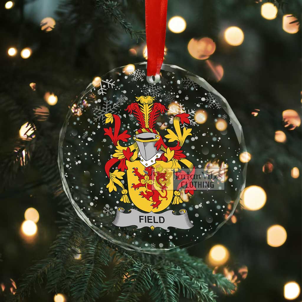 Field Irish Clan Christmas Glass Ornament with Coat of Arms - 2D-tartanvibesclothing