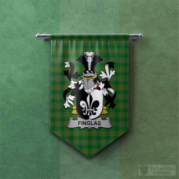 Finglas Irish Clan Tartan Gonfalon, Tartan Banner with Coat of Arms