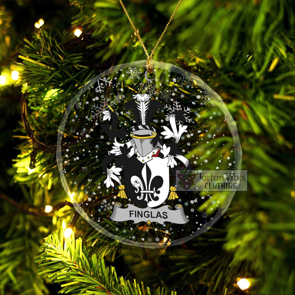 Finglas Irish Clan Christmas Glass Ornament with Coat of Arms Transparent Glass Circle - 2D-tartanvibesclothing
