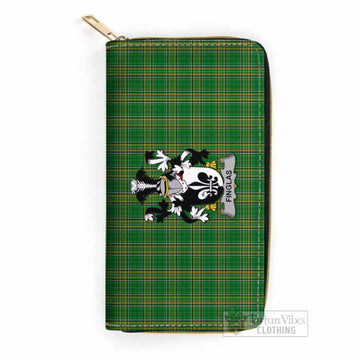 Finglas Irish Clan Tartan Women's Leather Wallet with Coat of Arms