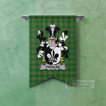 Finglas Irish Clan Tartan Gonfalon, Tartan Banner with Coat of Arms