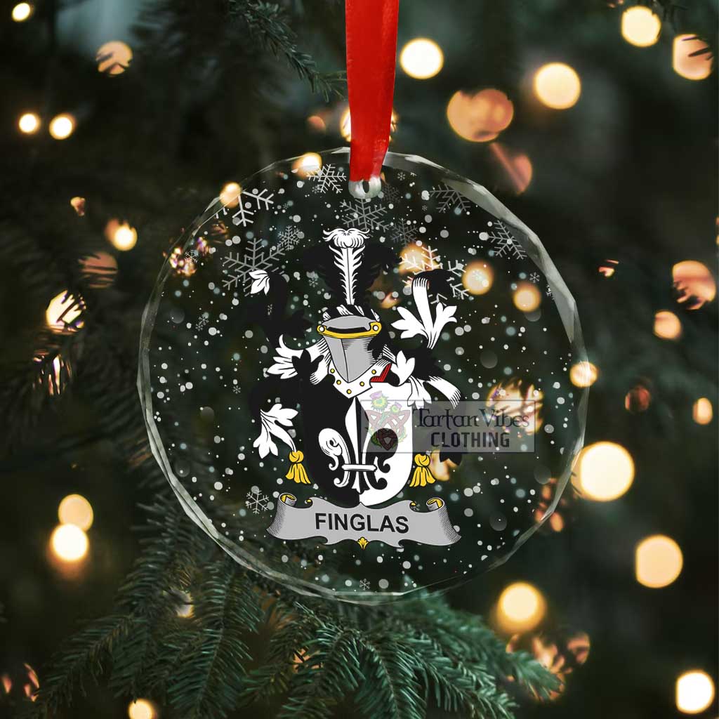 Finglas Irish Clan Christmas Glass Ornament with Coat of Arms - 2D-tartanvibesclothing