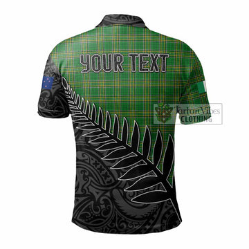 Finnegan Irish Clan Tartan Polo Shirt with Coat of Arms New Zealand Silver Fern Half Style - Tartan Vibes Clothing