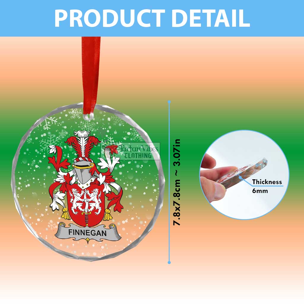 Finnegan Irish Clan Christmas Glass Ornament with Coat of Arms - 2D-tartanvibesclothing
