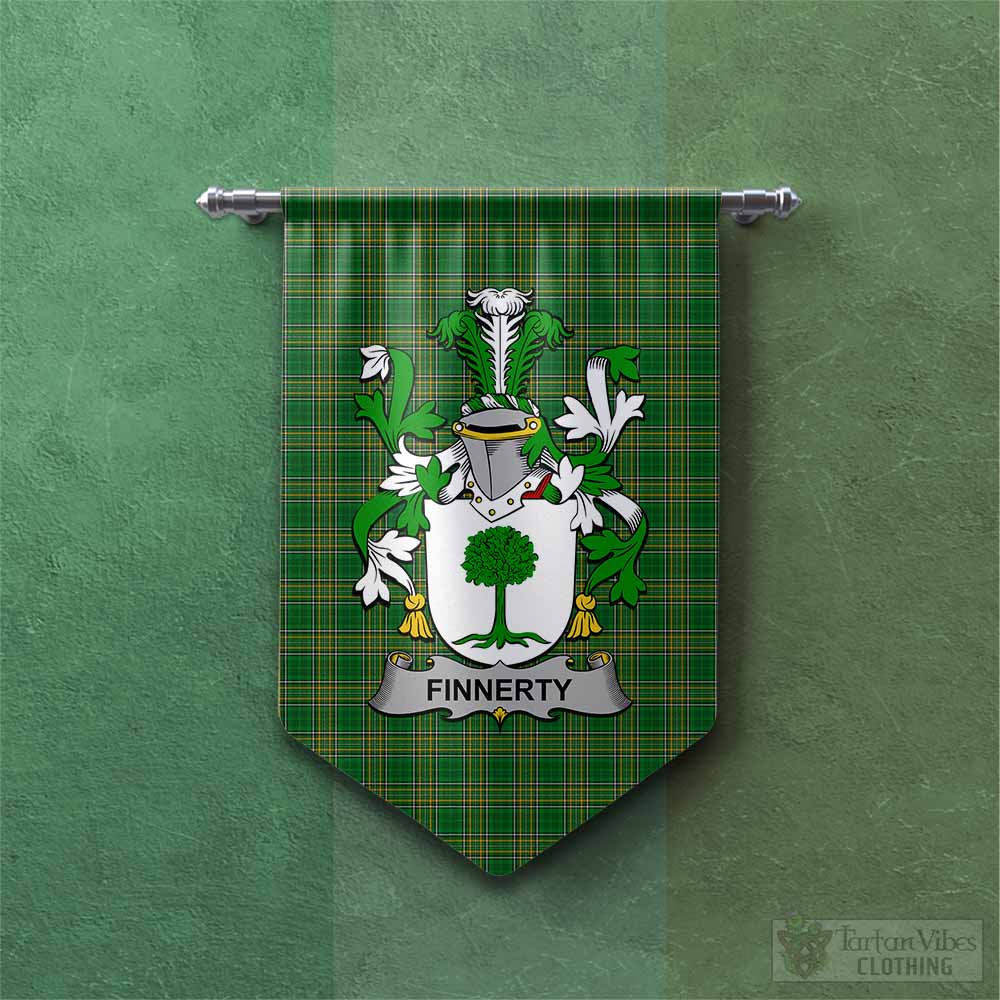 Tartan Vibes Clothing Finnerty Irish Clan Tartan Gonfalon, Tartan Banner with Coat of Arms