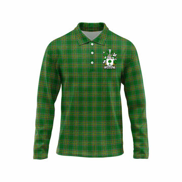Finnerty Irish Clan Tartan Long Sleeve Polo Shirt with Coat of Arms Unisex - Tartan Vibes Clothing