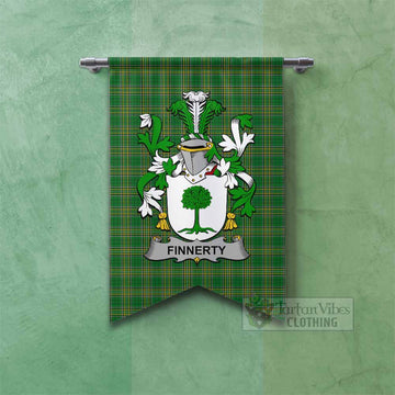Tartan Vibes Clothing Finnerty Irish Clan Tartan Gonfalon, Tartan Banner with Coat of Arms