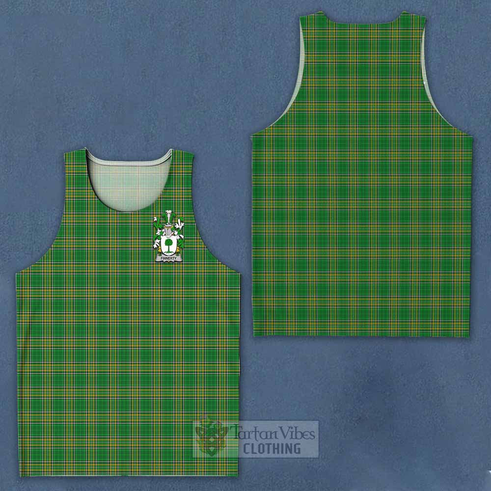 Tartan Vibes Clothing Finnerty Irish Clan Tartan Men's Tank Top with Coat of Arms