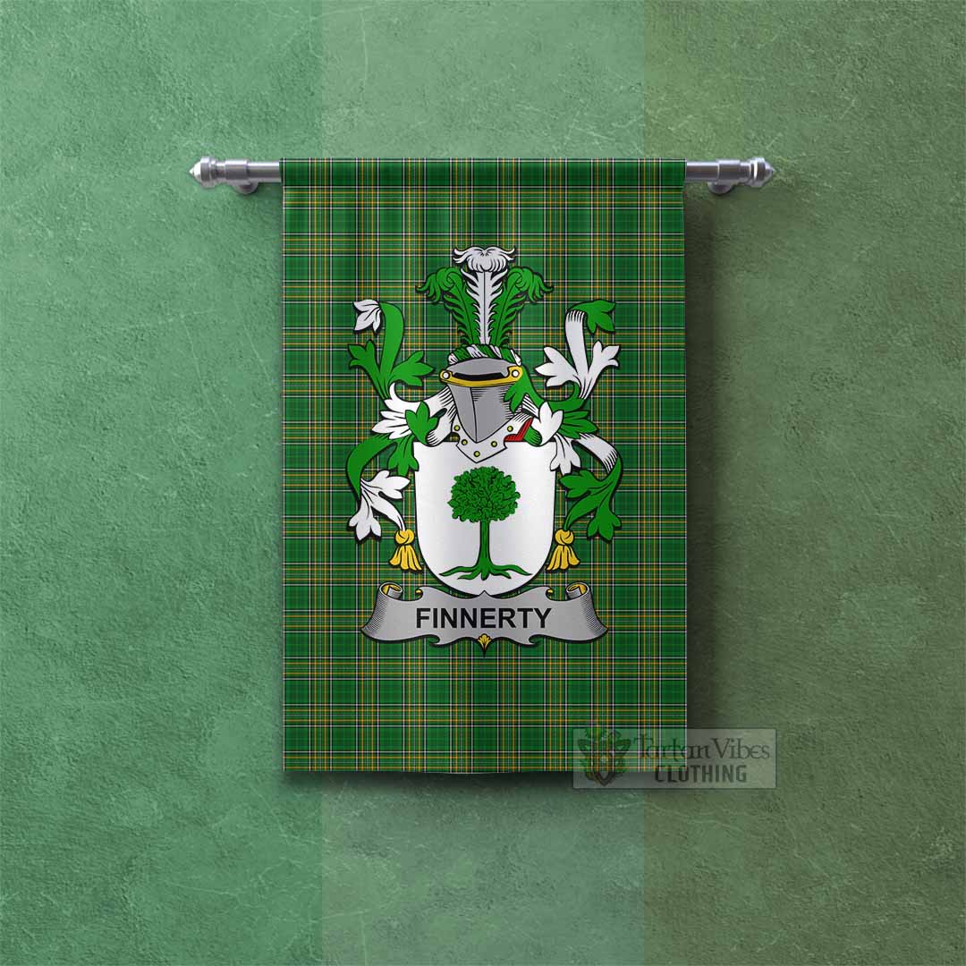 Tartan Vibes Clothing Finnerty Irish Clan Tartan Gonfalon, Tartan Banner with Coat of Arms