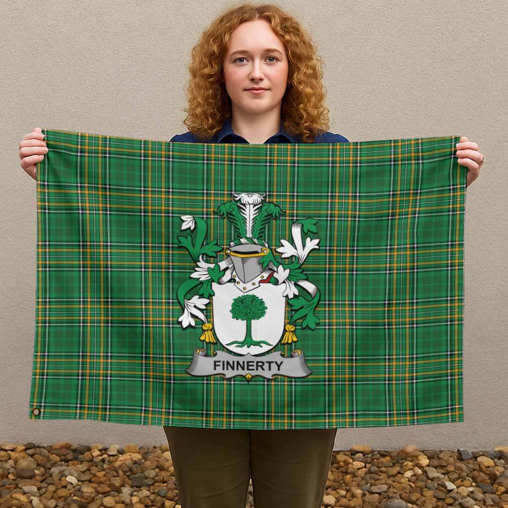 Tartan Vibes Clothing Finnerty Irish Clan Tartan House Flag with Coat of Arms