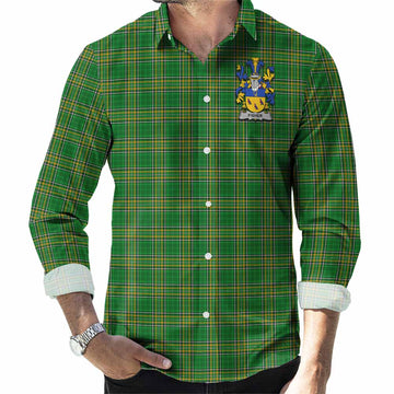 Fisher Irish Clan Tartan Long Sleeve Button Up with Coat of Arms