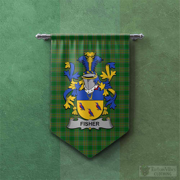 Fisher Irish Clan Tartan Gonfalon, Tartan Banner with Coat of Arms
