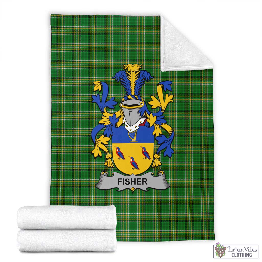 Tartan Vibes Clothing Fisher Irish Clan Tartan Blanket with Coat of Arms