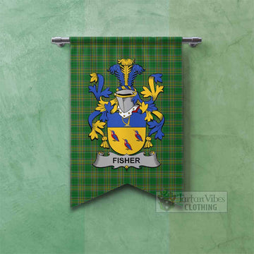 Fisher Irish Clan Tartan Gonfalon, Tartan Banner with Coat of Arms