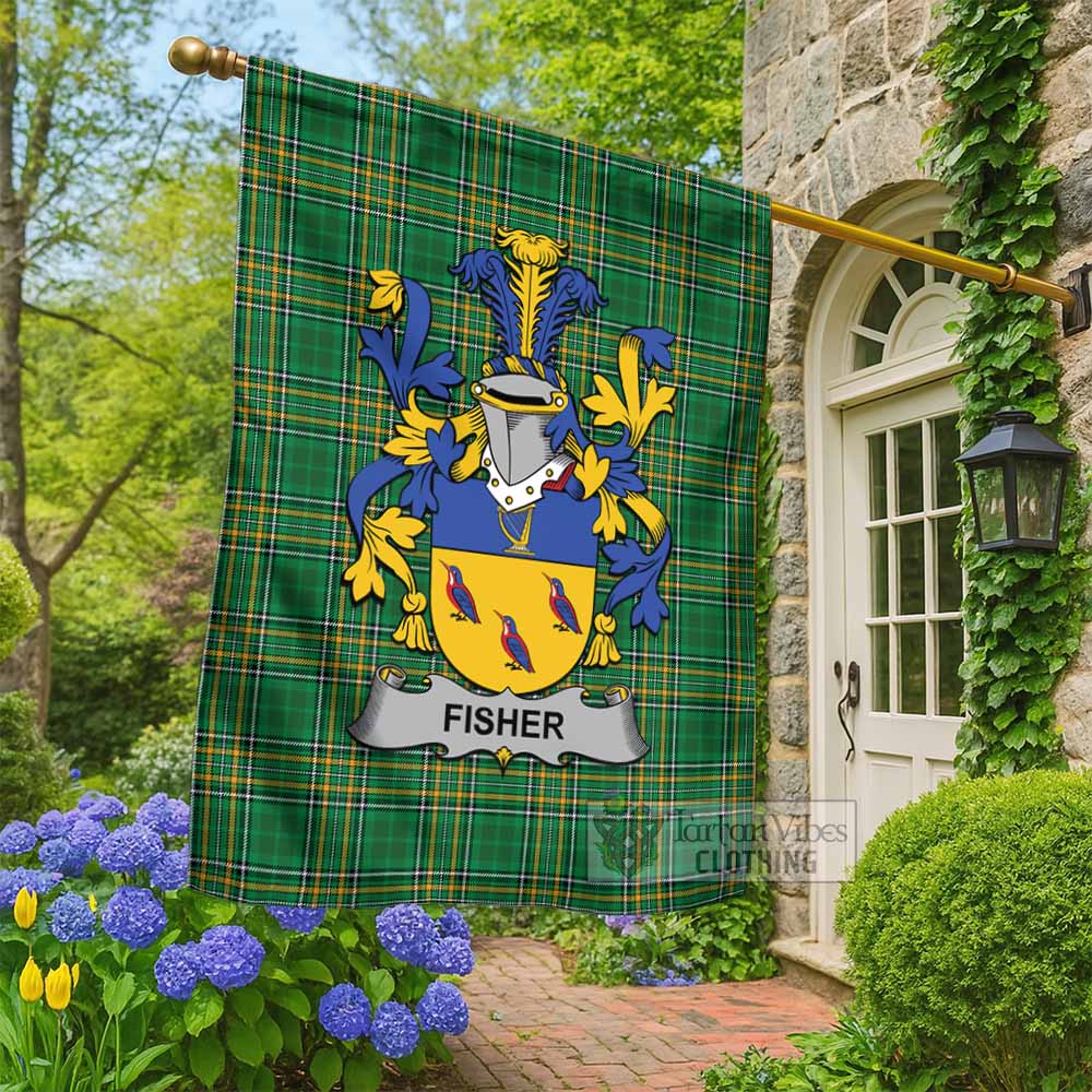 Fisher Irish Clan Tartan Flag with Coat of Arms