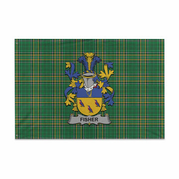 Fisher Irish Clan Tartan House Flag with Coat of Arms