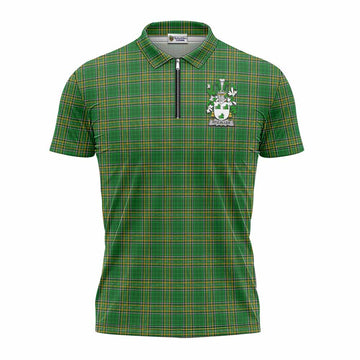 Fitz-Allen Irish Clan Tartan Zipper Polo Shirt with Coat of Arms Unisex - Tartan Vibes Clothing