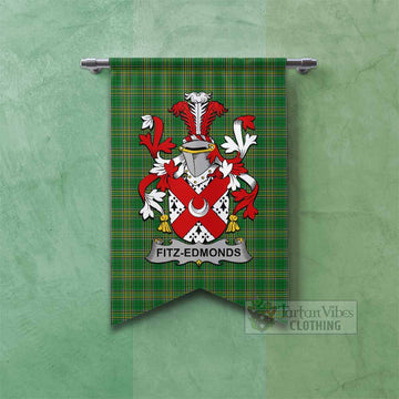 Tartan Vibes Clothing Fitz-Edmonds Irish Clan Tartan Gonfalon, Tartan Banner with Coat of Arms