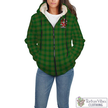 Fitz-Edmonds Irish Clan Tartan Sherpa Hoodie with Coat of Arms - Tartan Vibes Clothing