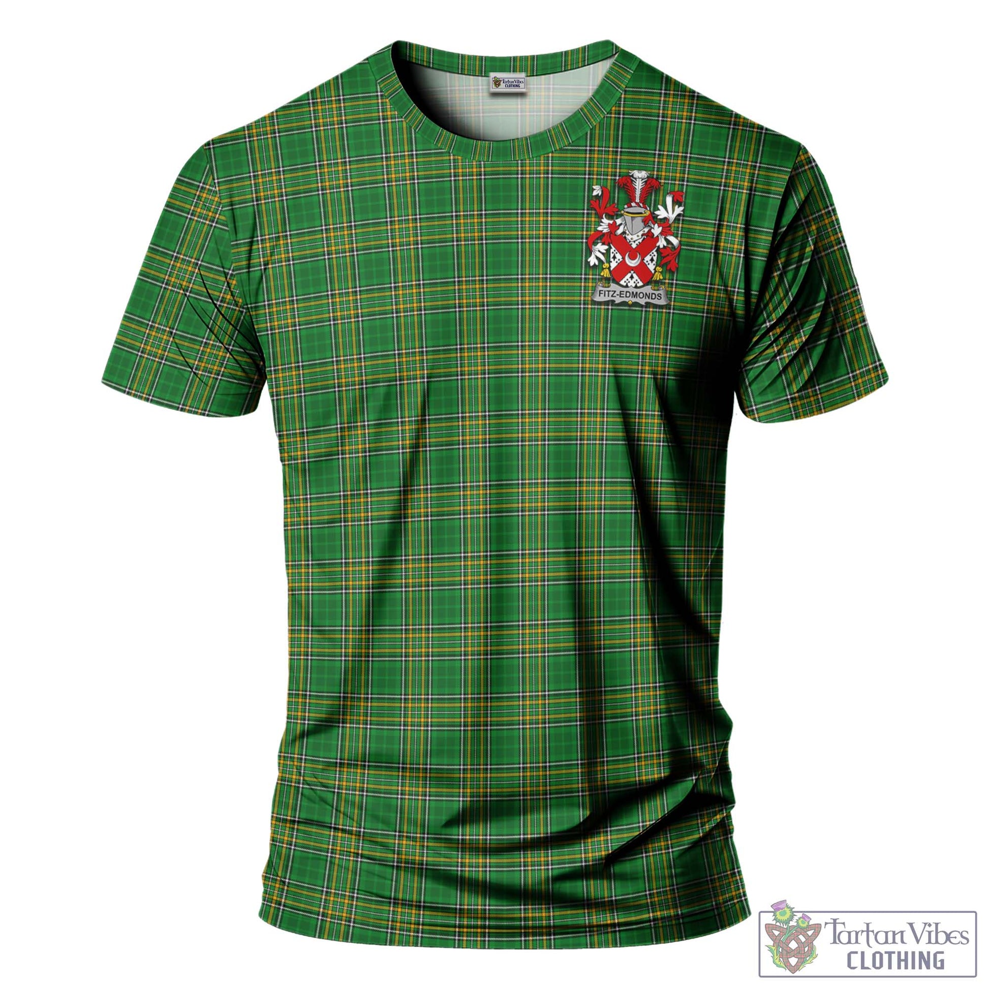 Fitz-Edmonds Irish Clan Tartan T-Shirt with Family Seal - Tartan Vibes Clothing