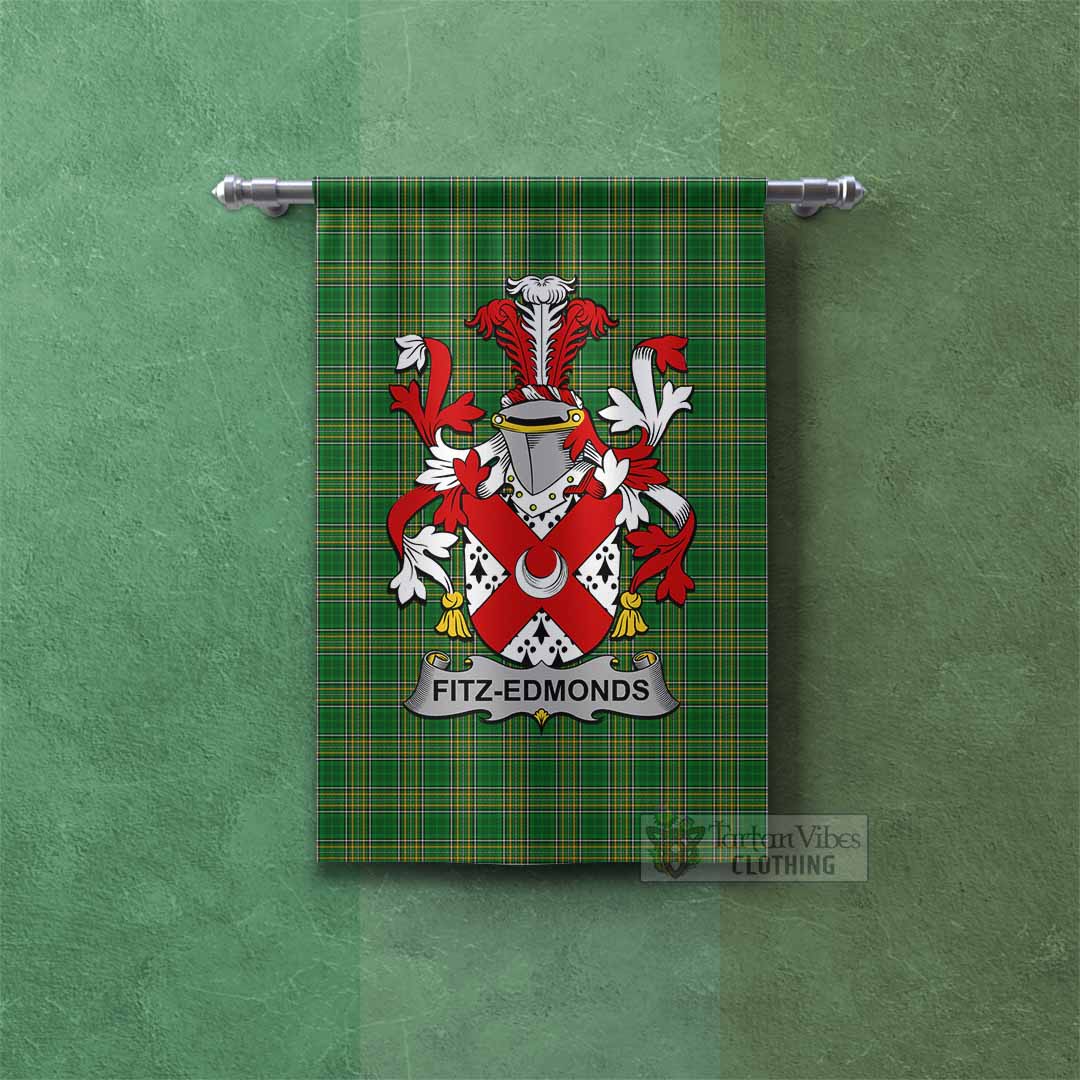 Fitz-Edmonds Irish Clan Tartan Gonfalon, Tartan Banner with Coat of Arms Rectangle - Tartan Vibes Clothing