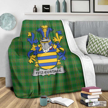 Tartan Vibes Clothing Fitz-Eustace Irish Clan Tartan Blanket with Coat of Arms