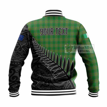 Tartan Vibes Clothing Fitz-Garrett Irish Clan Tartan Baseball Jacket with Coat of Arms New Zealand Silver Fern Half Style