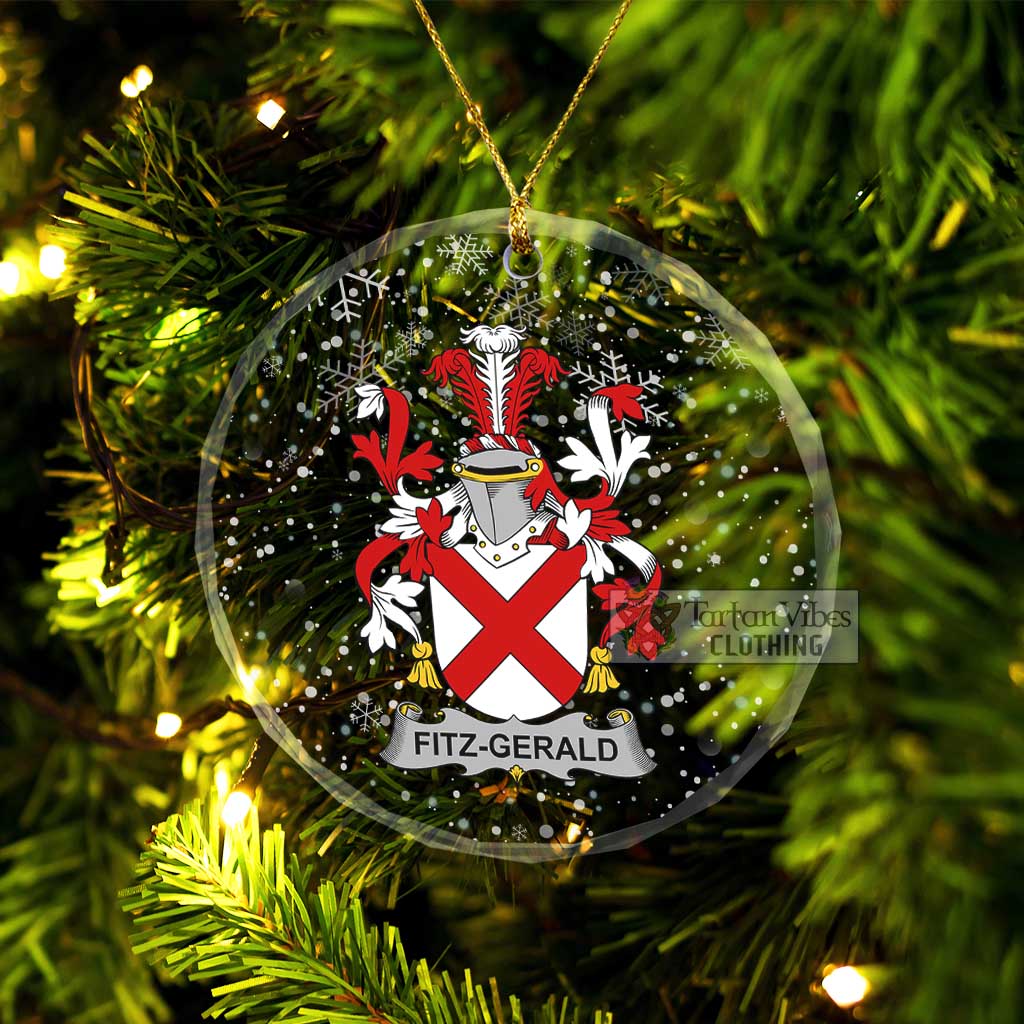 Fitz-Gerald Irish Clan Christmas Glass Ornament with Coat of Arms Transparent Glass Circle - 2D-tartanvibesclothing