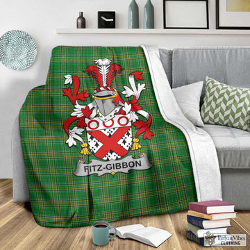 Tartan Vibes Clothing Fitz-Gibbon Irish Clan Tartan Blanket with Coat of Arms