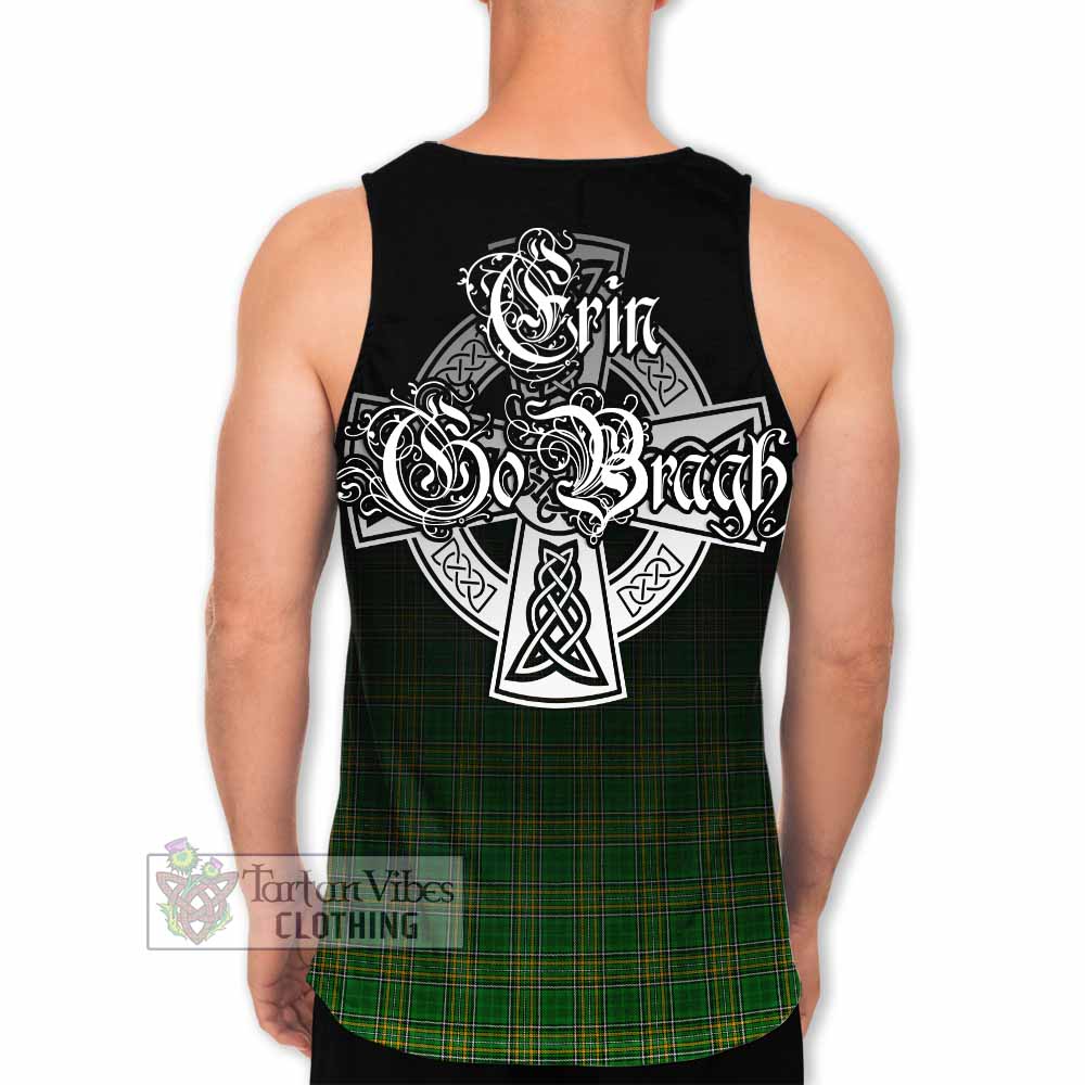 Tartan Vibes Clothing Fitz-Gibbon Irish Clan Men's Tank Top with Coat of Arms Erin Go Bragh Celtic Inspired