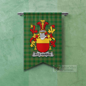 Tartan Vibes Clothing Fitz-Harris Irish Clan Tartan Gonfalon, Tartan Banner with Coat of Arms