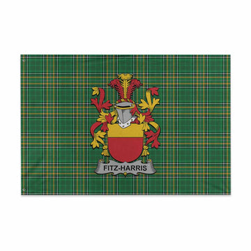 Tartan Vibes Clothing Fitz-Harris Irish Clan Tartan House Flag with Coat of Arms