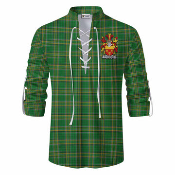 Fitz-Henry Irish Clan Tartan Ghillie Kilt Shirt with Coat of Arms