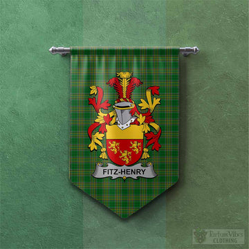 Fitz-Henry Irish Clan Tartan Gonfalon, Tartan Banner with Coat of Arms