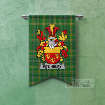Fitz-Henry Irish Clan Tartan Gonfalon, Tartan Banner with Coat of Arms