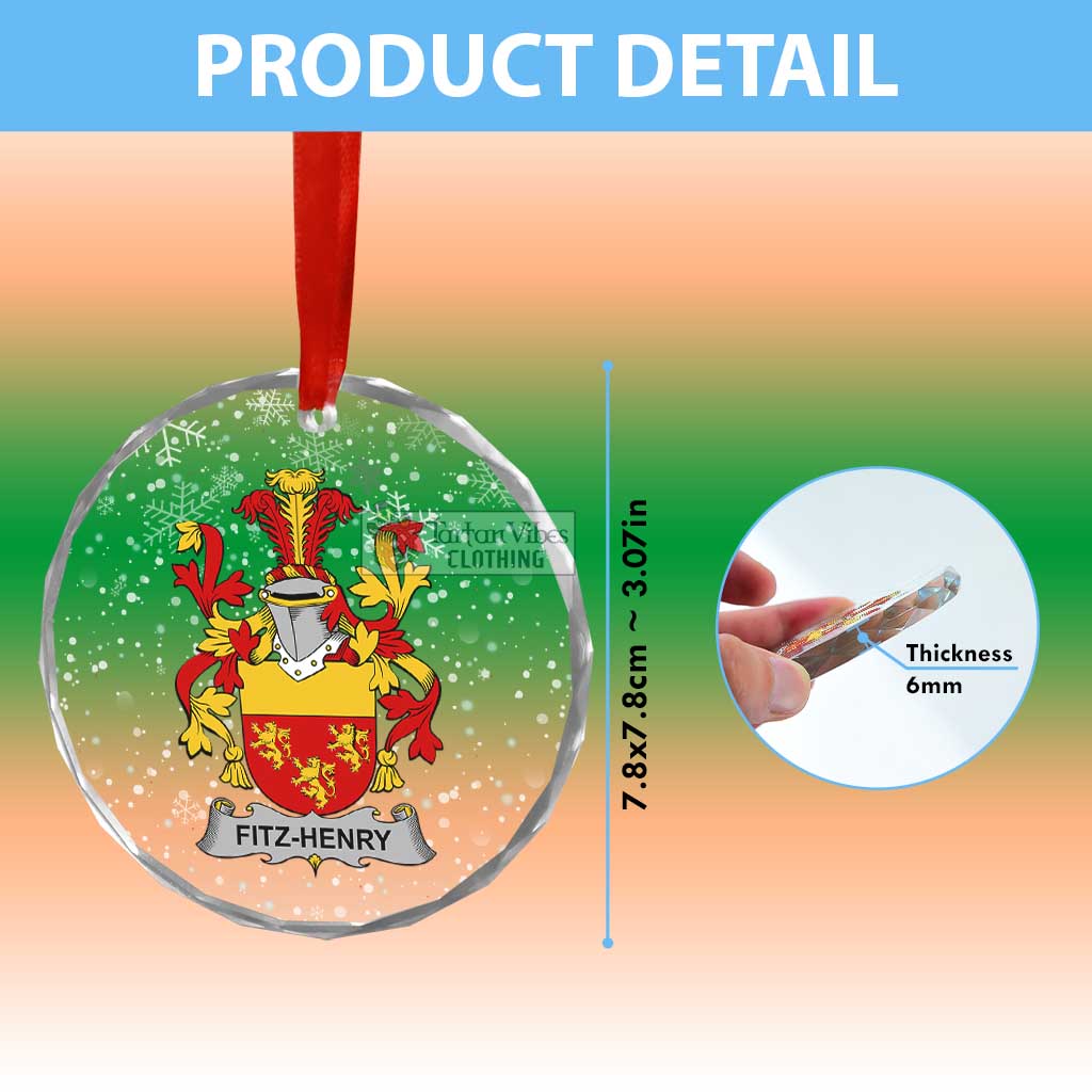 Fitz-Henry Irish Clan Christmas Glass Ornament with Coat of Arms - 2D-tartanvibesclothing