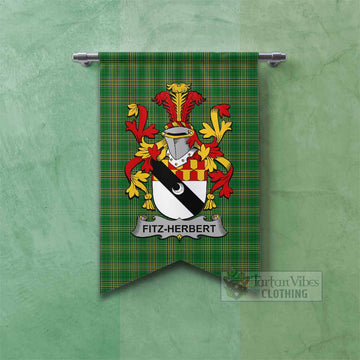 Fitz-Herbert Irish Clan Tartan Gonfalon, Tartan Banner with Coat of Arms