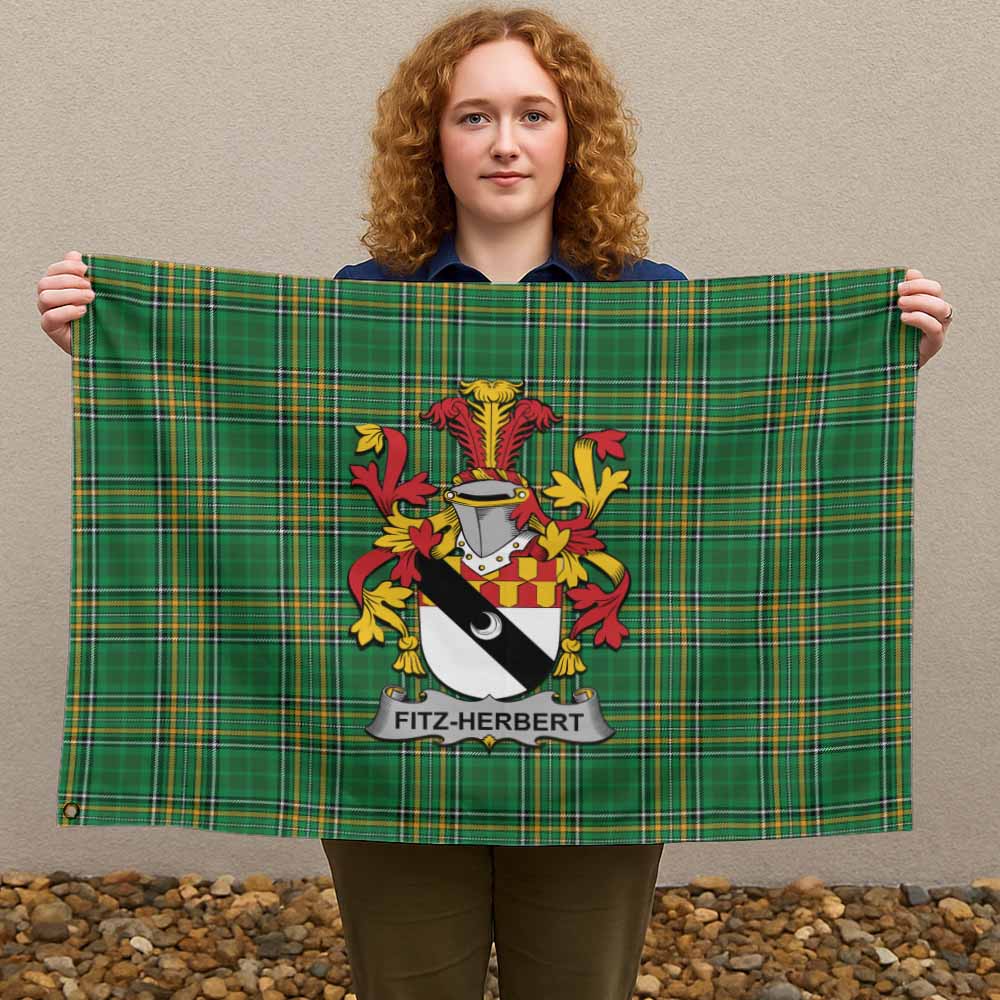 Tartan Vibes Clothing Fitz-Herbert Irish Clan Tartan House Flag with Coat of Arms