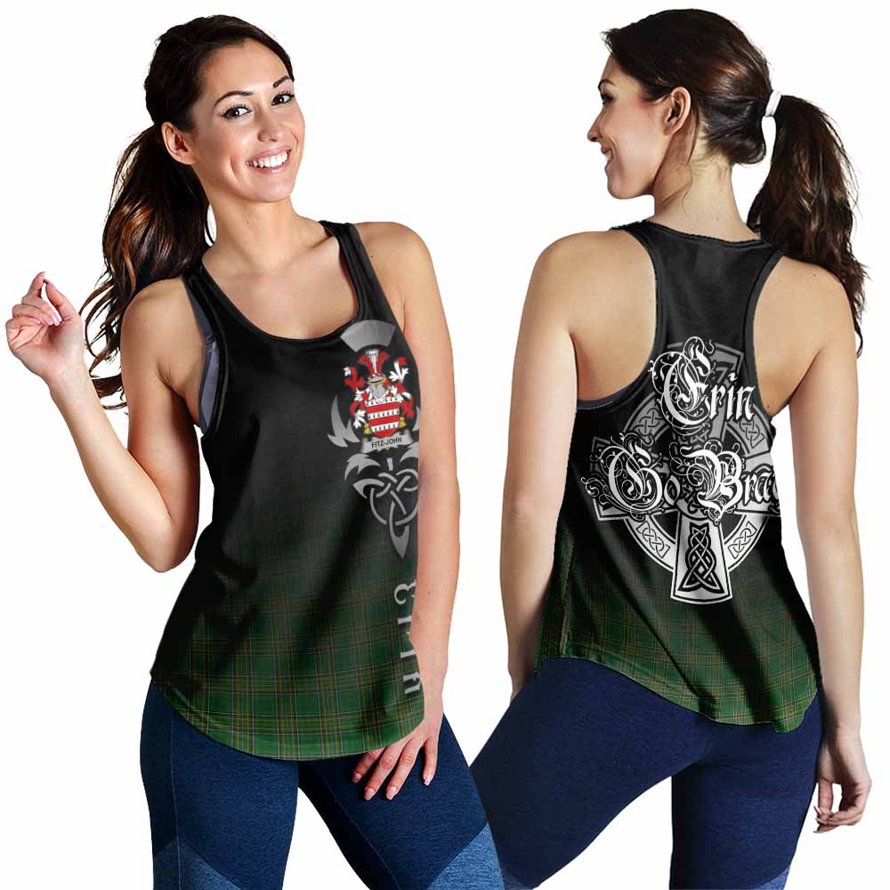 Tartan Vibes Clothing Fitz-John Irish Clan Women's Racerback Tanks with Coat of Arms Erin Go Bragh Celtic Inspired