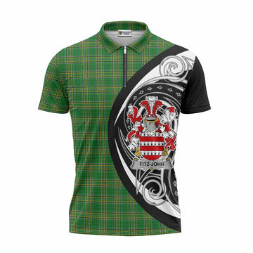 Fitz-John Irish Clan Zipper Polo Shirt Celtic Circle Style